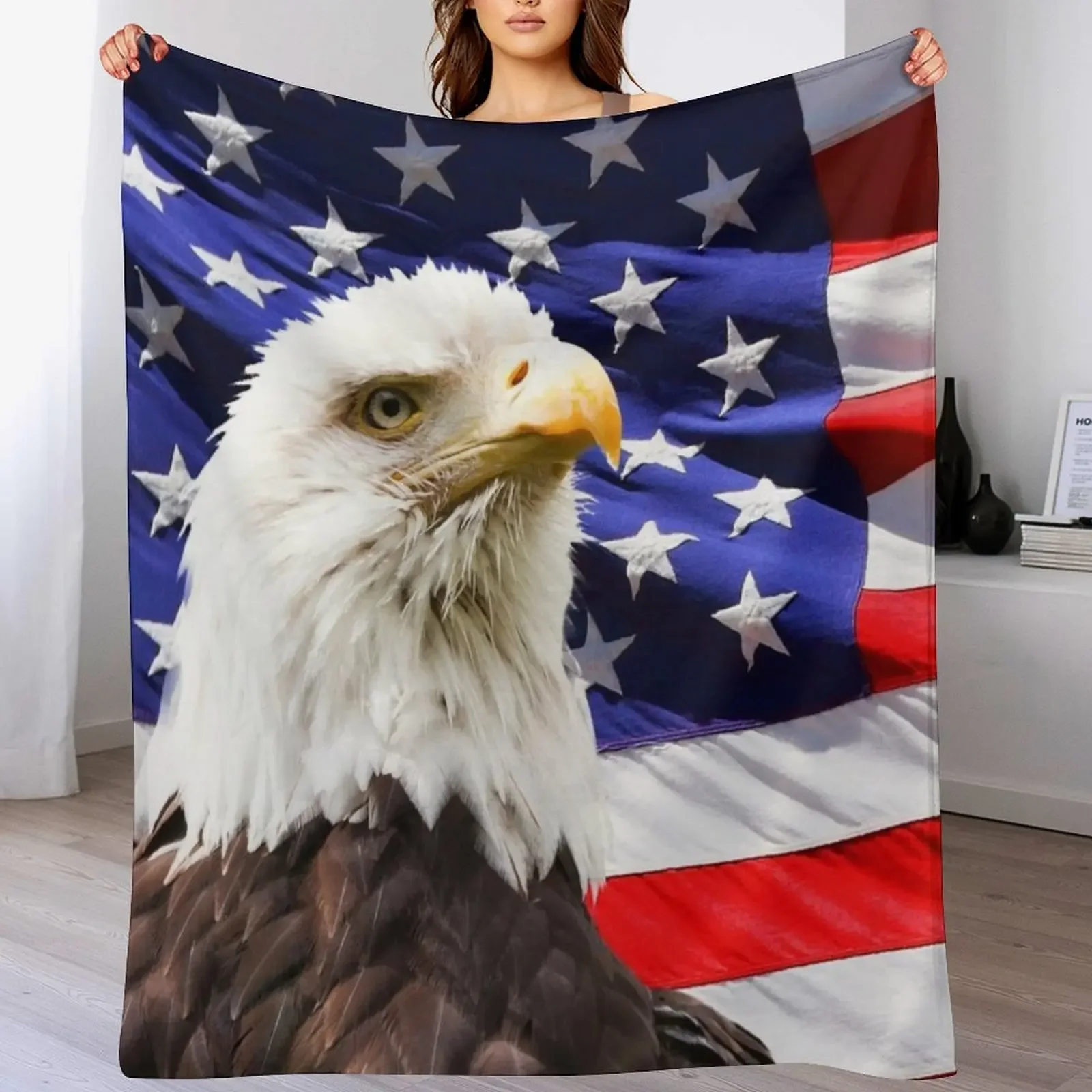 

American Bald Eagle Flag Throw Blanket funny gift Luxury St Designers Decorative Sofas Blankets