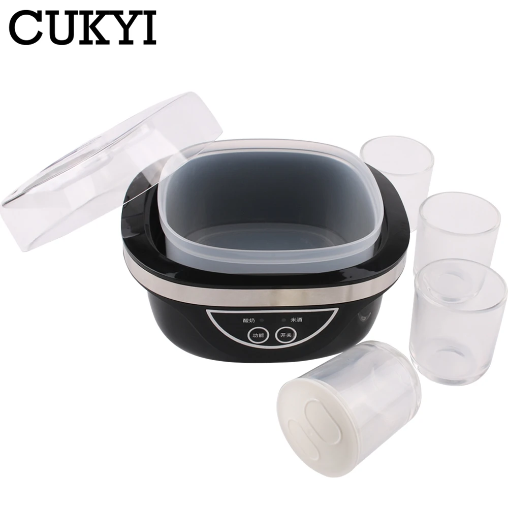 CUKYI Electric Automatic Yogurt Maker 1L liner 4 Glass cup household rice wine making Machine touch panel Yogurt DIY Container