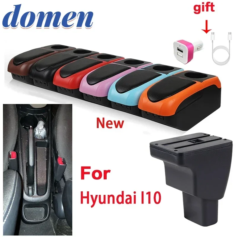 NEW For Hyundai I10 armrest box For Hyundai i10 car armrest box Internal modification USB cup holder Car Accessories