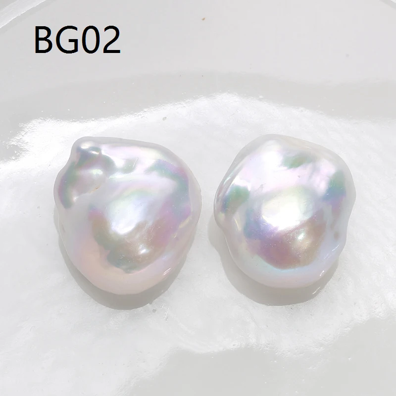 Wholesale Natural freshwater Baroque aurora color profile-shaped pearl naked bead Loose bead DIY Earrings jewelry 15-20mm Bg