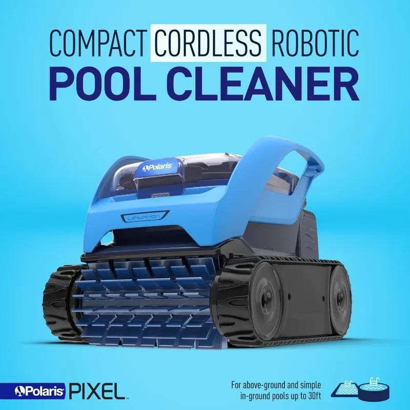 

Pixel Compact Cordless Robotic Pool Cleaner for Above-Ground & In-Ground Pools up to 30ft, Long Lasting Battery
