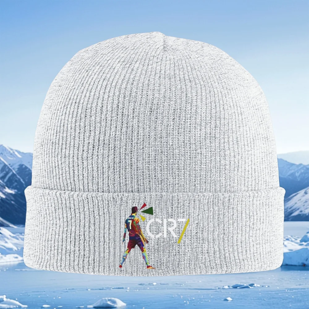 Atleta pose diseño colorido CR7 firma hombres mujeres Unisex sombrero de punto gorro Jersey gorra invierno térmico cálido Navidad Outdoo