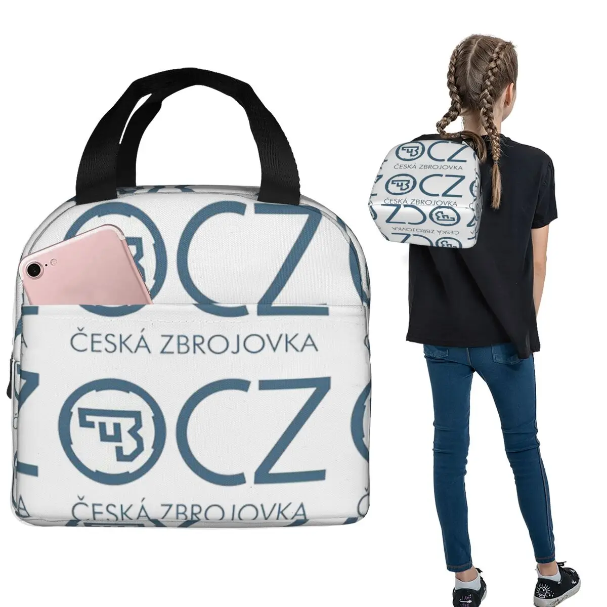 

White CZ Guns Logo Insulated Lunch Bag for Women Kids Leakproof Food Boxes Thermal Lunch Box Tote