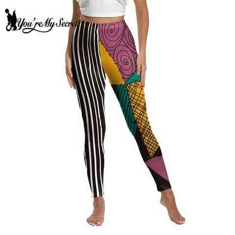 [You're My Secret] New Halloween Cosplay Anime Movie Sally Leggings For Women Trousers Day of The Dead Gothic Pants