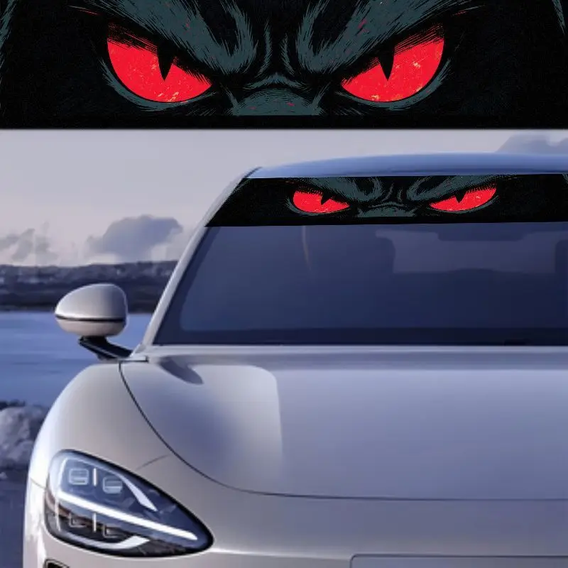 Car Windshield Sun Visor Banner Decal Evil Red Eyes Graphic Vinyl Sticker Self‑Adhesive Waterproof Auto Film Tuning Accessory view 3