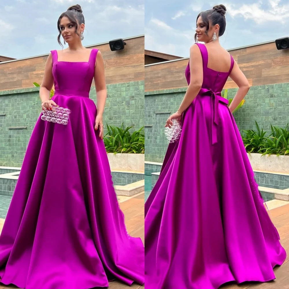 

Customized Formal Pleat A-line Square Neck Long Dresses Homecoming Dresses Classic Exquisite Modern Style Pastrol Unisex Chinese