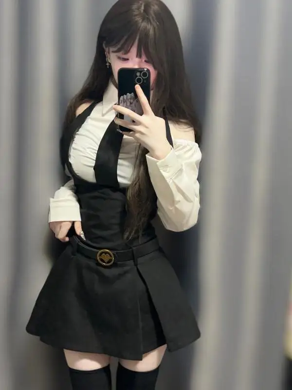 

plus Size Sexy oulder Baring Long Sve Top And Skirt Set for Women Spring 2025 Bla Hanging Ne Waist Cinching Faionable