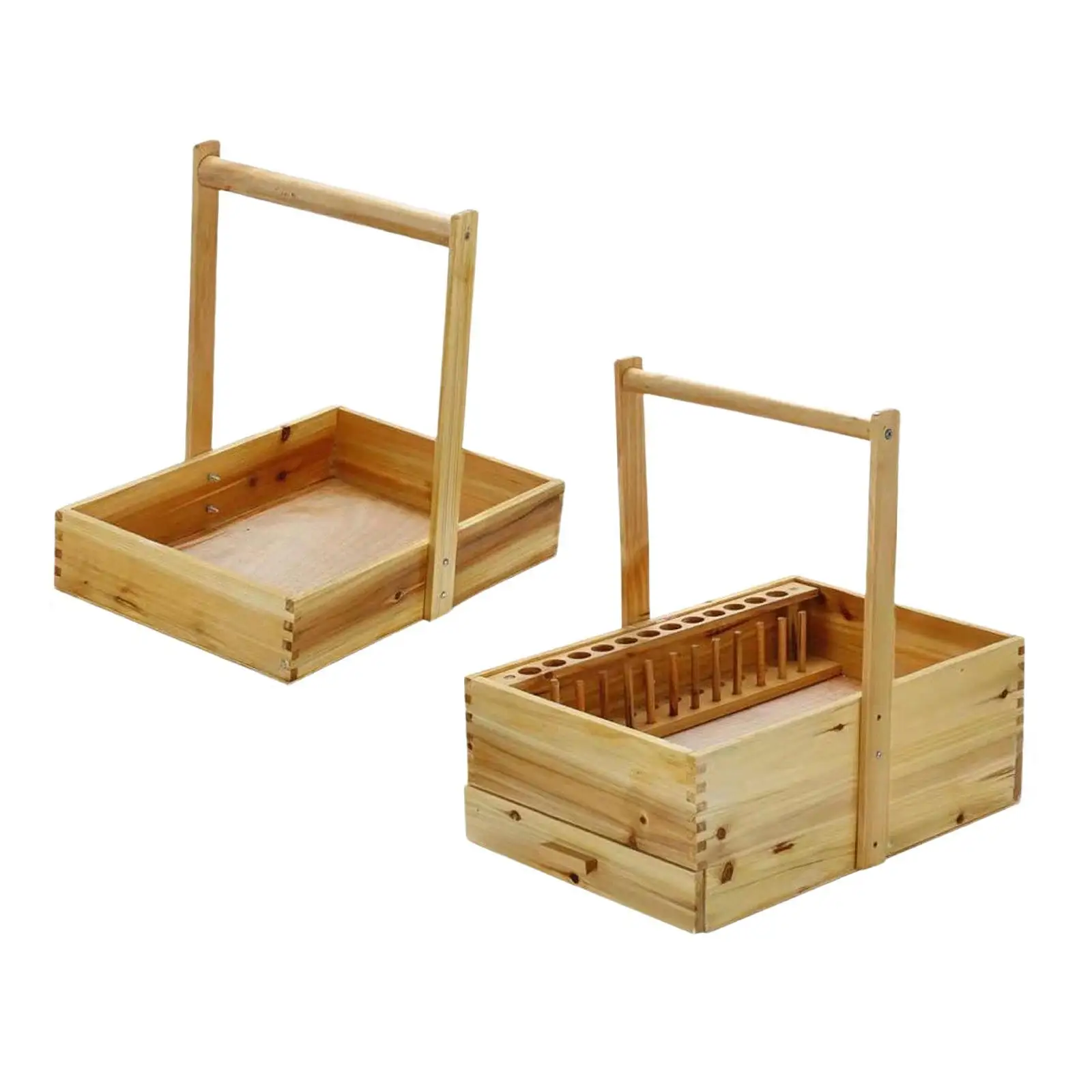 Wood Test Tube Rack with Handle Lab Instruments Storage Container Basket Carry Bin Basket for Experiment Tools Lab Equipments