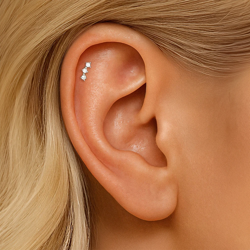 

CANNER 1PC S925 Silver Natural A Petite and Delicate Woman Wears Shrill Bone Stud Earrings Non-fading, Piercing Jewelry