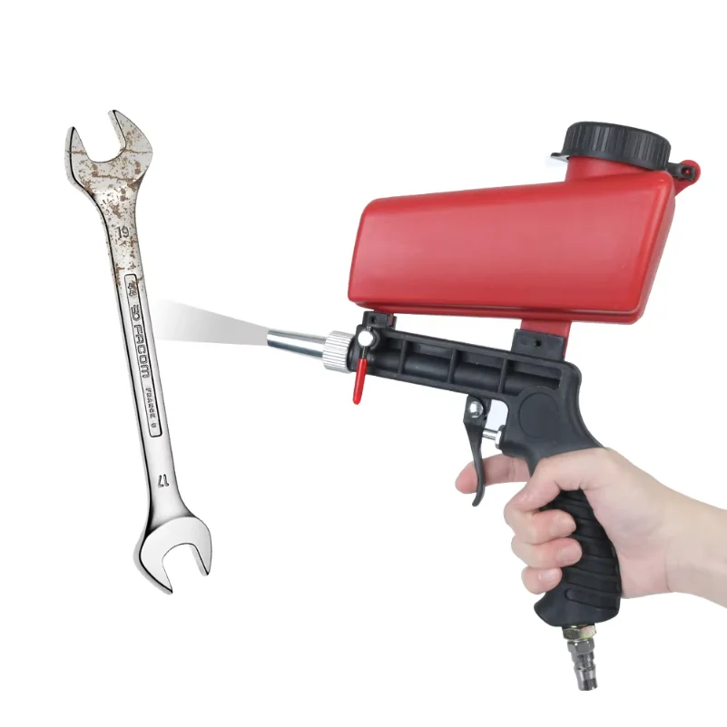 90psi Portable Gravity Sand Blaster Small Sand Blasting Machine Handheld Pneumatic Blasting Gun Set Sandblasting Gun Adjustable