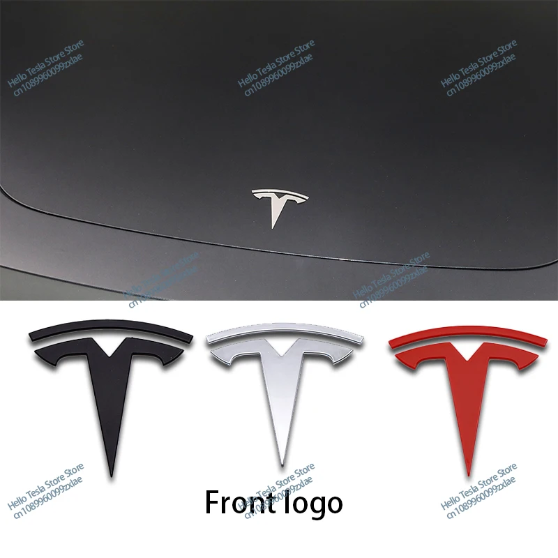 Abs Voor Tesla Model 3 Mode Y Matzwarte Auto Voorkap Logo Cover Embleem Sticker Styling Auto Achterkoffer Badge Accessoires