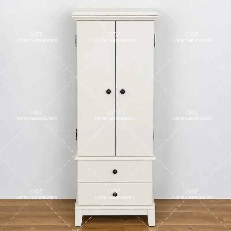 Vintage White Jewelry Armoire with 8 Drawers Standing Dressing Cabinet Storage Organizer for Bedroom