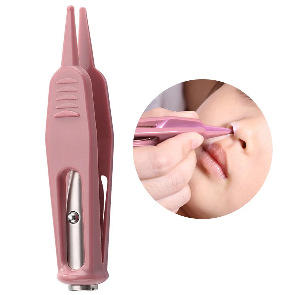 

Portable Baby Nose Cleaning Clip Round Tip Anti Skid Handle LED Booger Removal Ear Care Tool Lightweight