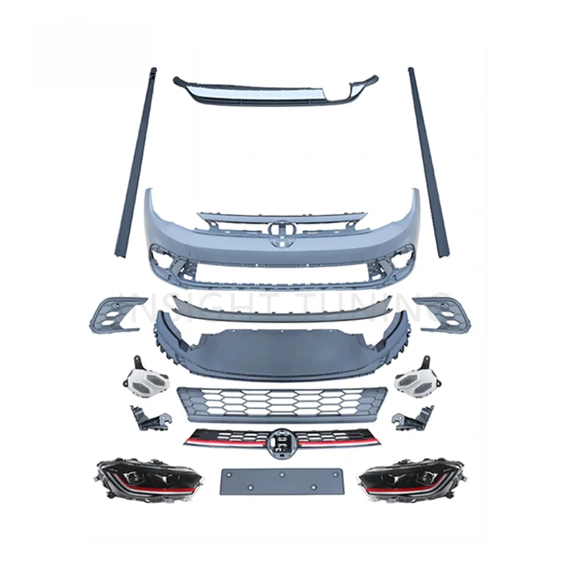 Convertion 2022 Car Accessories Front Bumper Head Light Grills Diffuser Bodykit for VW Polo Upgrade GTI Body Kit