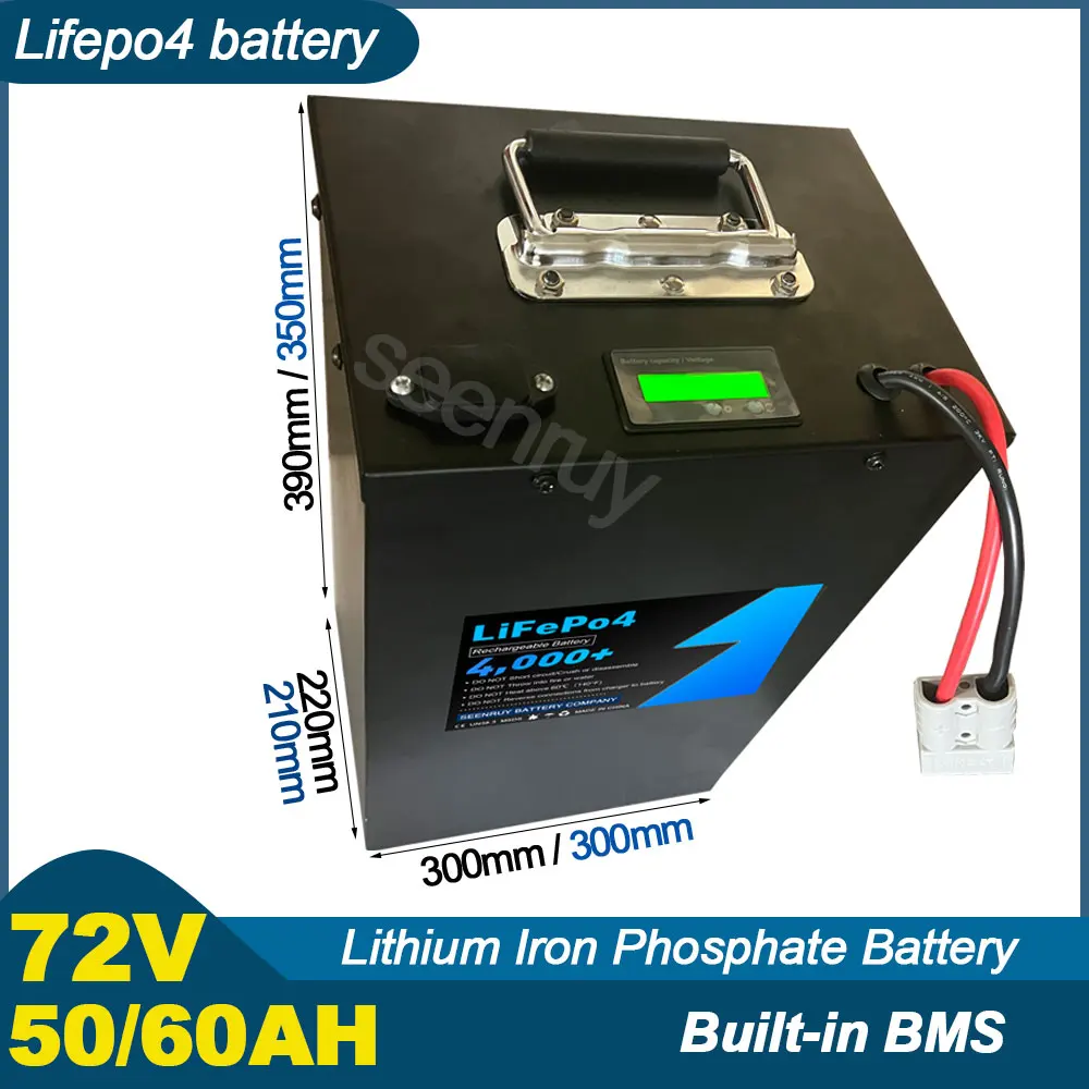 72V 50AH 60Ah lifepo4 With Charger 80A Lithium Iron Phosphate Battery Perfect For 5000W Quadricycle Tricycle Motorcycle Scooter