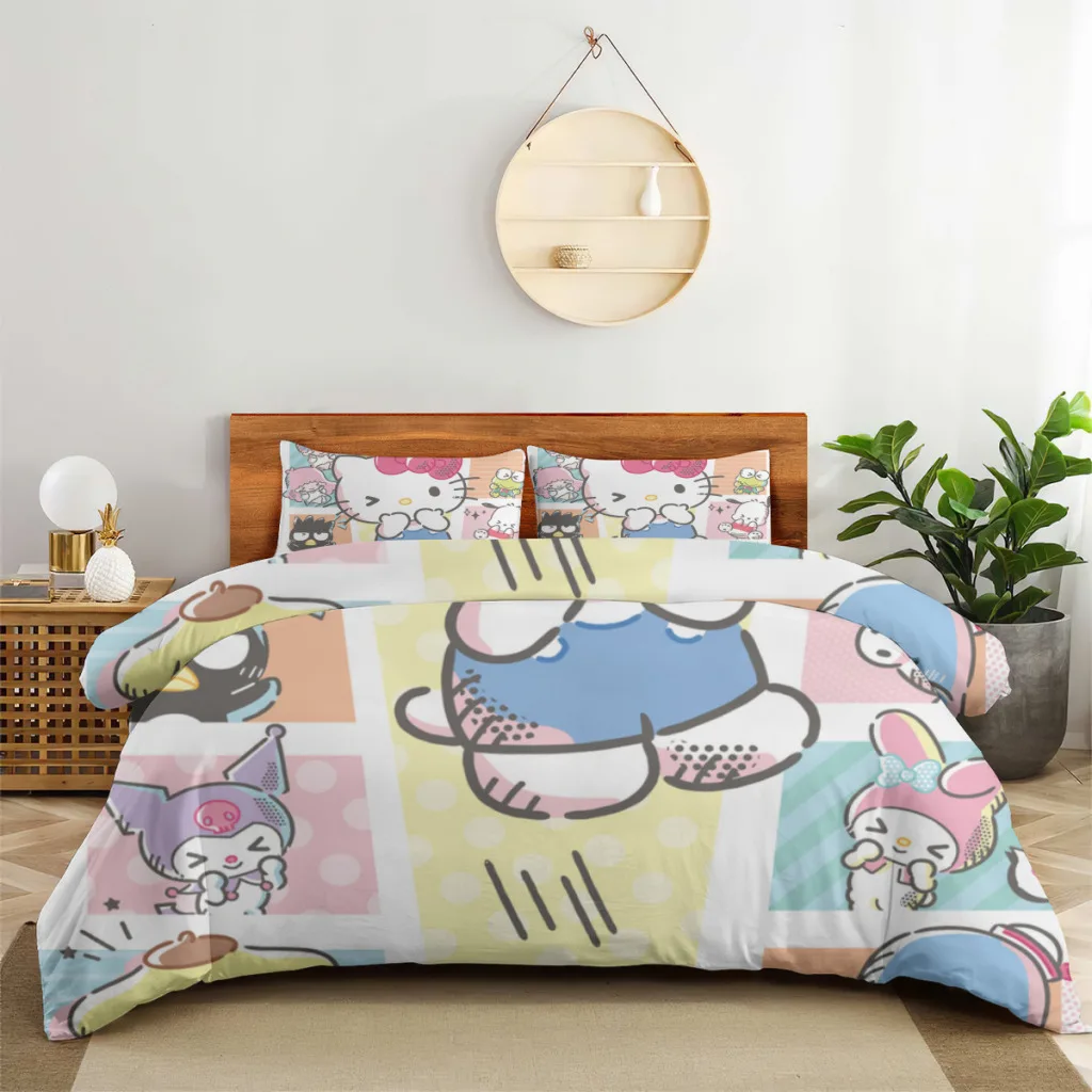 

Sanrio Characters Bed Sheets Set Comforter Quilt Cover Duvets Double Bedding