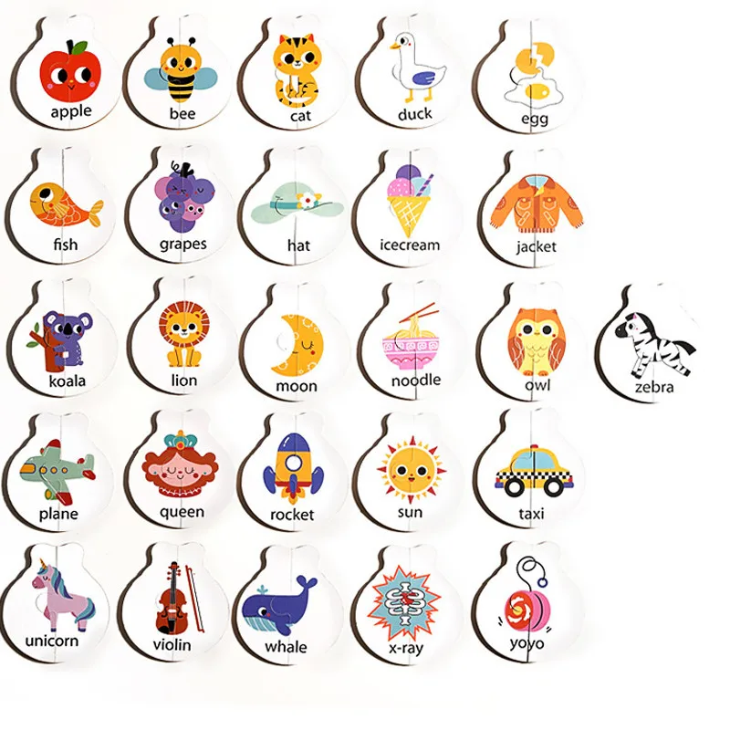 لغز خشبي مطابق للحروف الأبجدية الخنفساء، بطاقات مزدوجة الجوانب، لعبة تعلم الكلمات والحروف للأطفال، لعبة طاولة تفاعلية