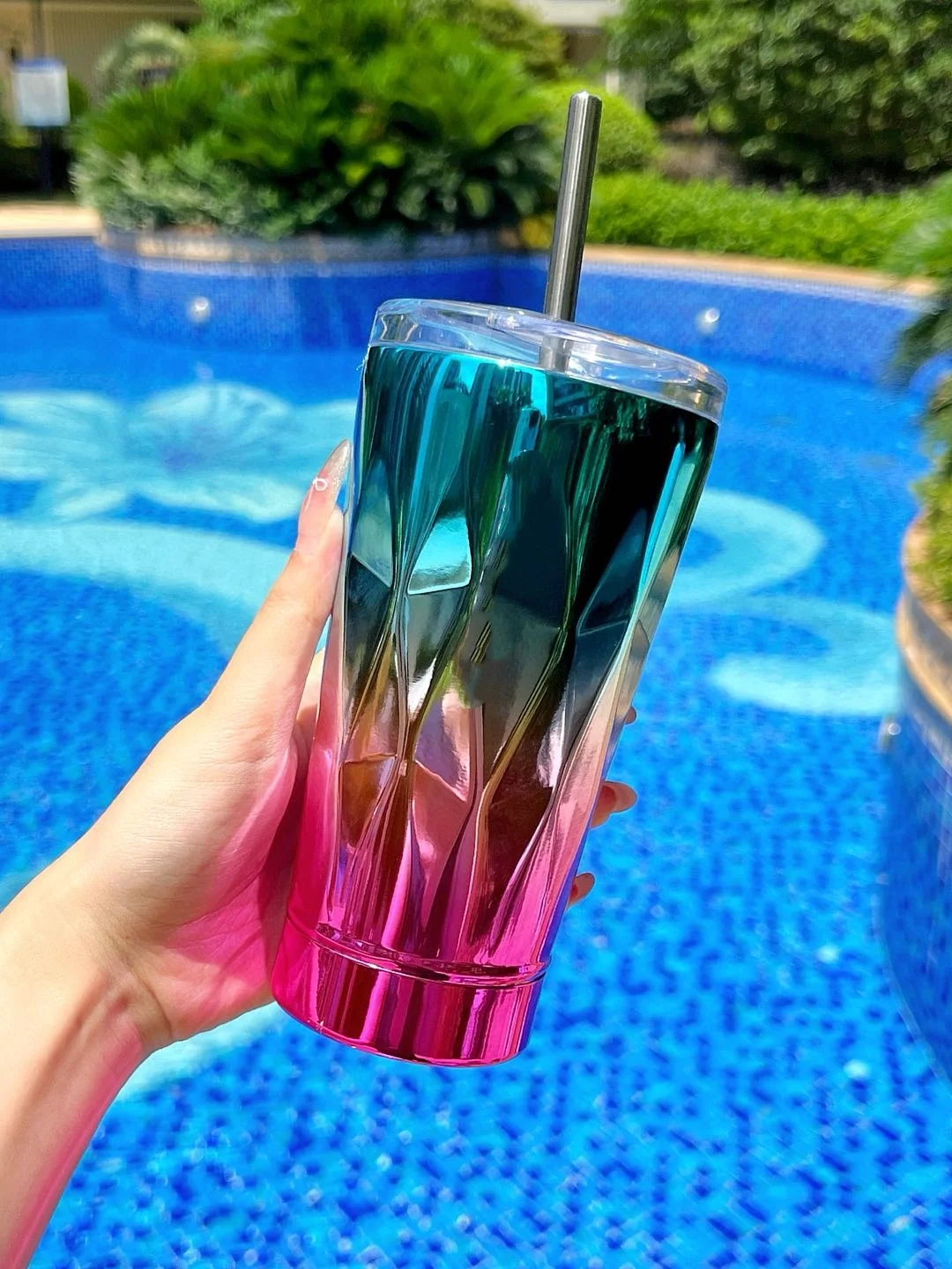 Outdoor draagbare hoogwaardige roestvrijstalen waterbeker met rietje Kantoorkop / koffiekop / hoogwaardige waterbeker / luxe geschenk