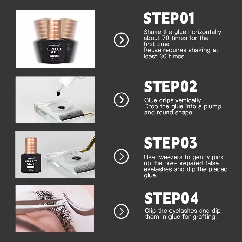 DAMMAN 10ml Perfect Glue Eyelash Glue 1Seconds Fast Drying Eyelashes Extension Low Smell Adhesive Retention Long Last Makeups