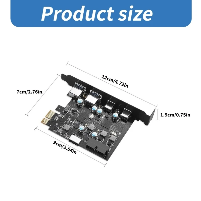 CPDD 6-poorts USB PCIe-kaart PCIE naar Type C (2) USB Type-A (2) uitbreidingskaart met interne 19-pins connector Adapter op