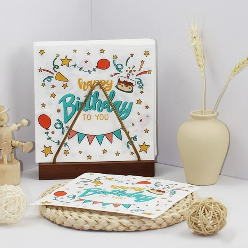 

Салфетки с принтом для отеля, западного ресторана, украшения для вечеринки, папиросная бумага, натуральная древесная целлюлоза, доступны для матери и ребенка, с днем рождения