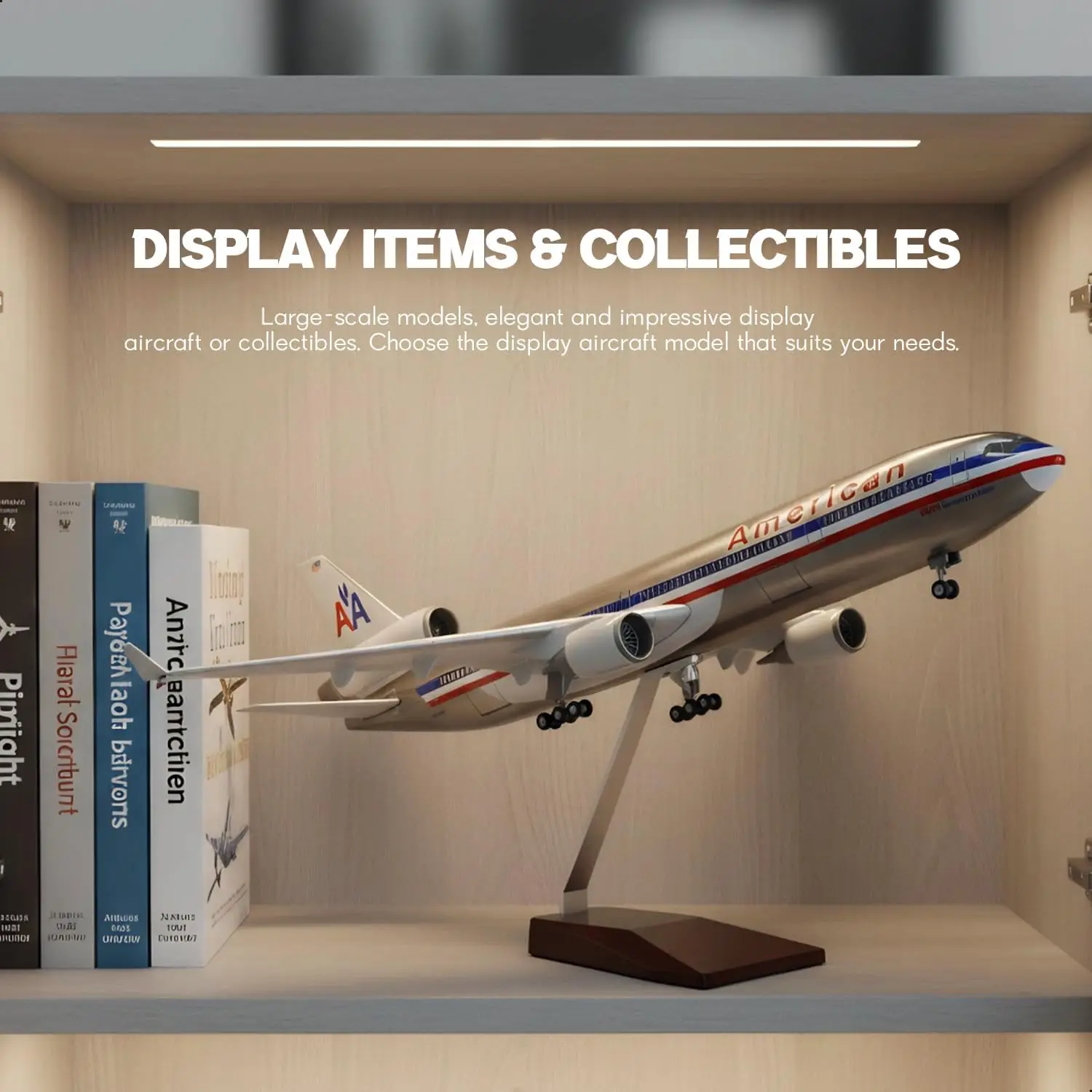 

1:130 Scale plane model American MD-11 Toy planes 47cm resin Airplanes Model Kit With Lights And Wooden Base Collected Gift