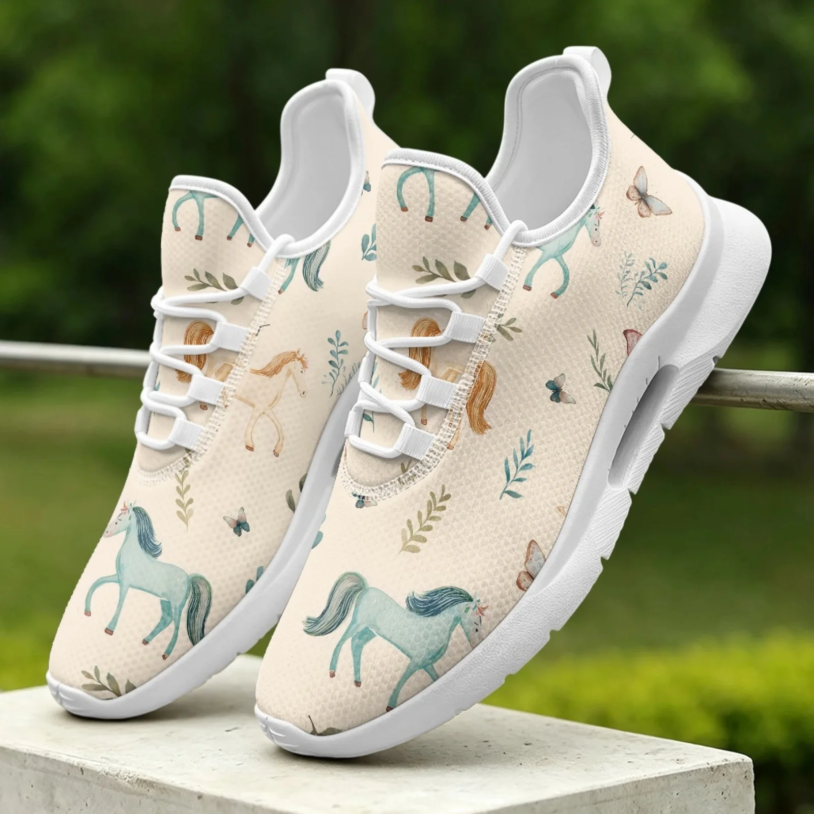 XIXIRIMIDO Lace-up Casual Shoes Mens Sneakers Comfortable Mesh Breathable Walking Shoe Women's Lightweight Sneaker Retro Horse