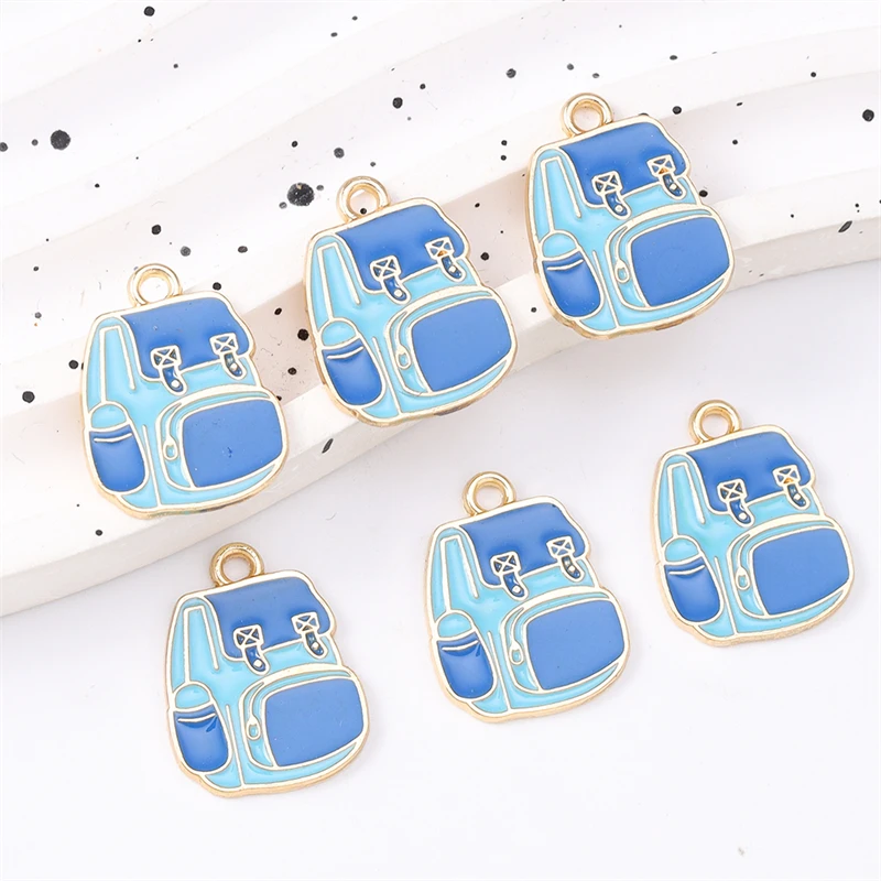 

Duarte 20Pcs/Lot Cute Enamel Schoolbag Charms Pendants for Jewelry Making Drop Earrings Necklaces Bracelets Accessories DIY Gift