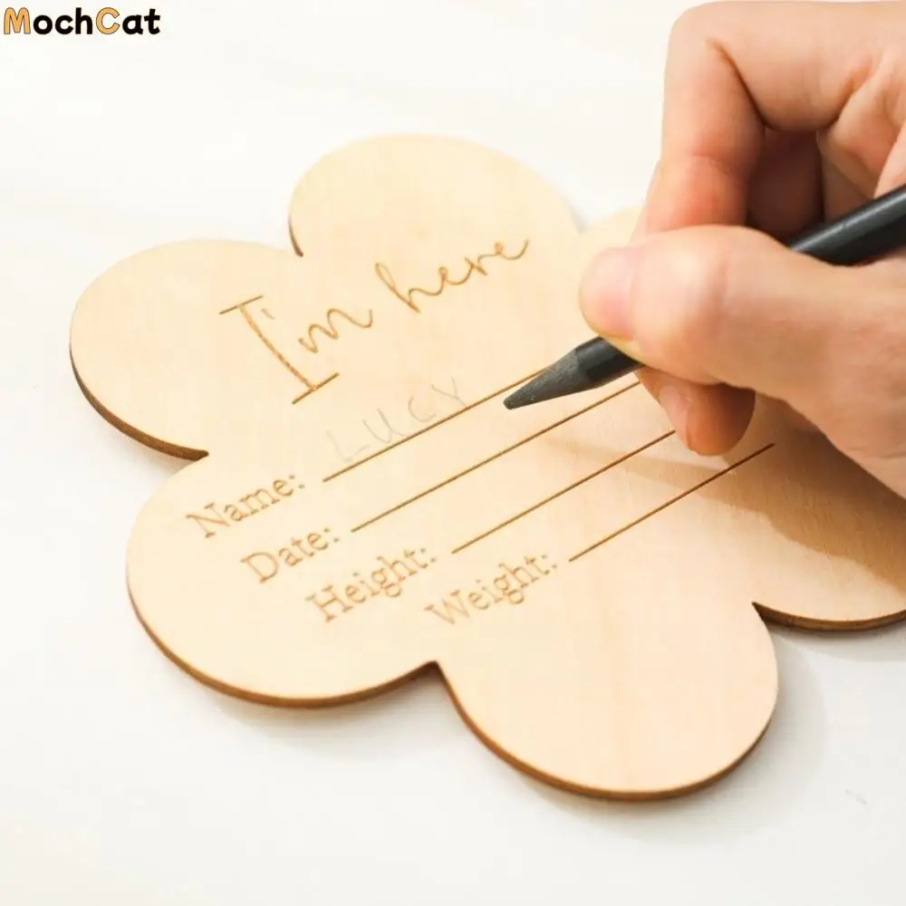 

Calendar Newborn Growth Commemorative Card Wooden Photo Props Baby Milestones Card Handmade 1-12 Month