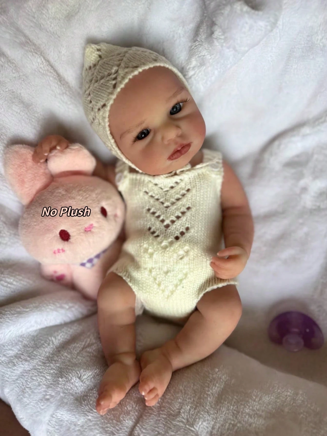 Aizwa1 13 Inch Loulou Bebe Reborn De Silicon Girl Doll Open Eyes Bald, Choose Pink or White Dress Toy view 3