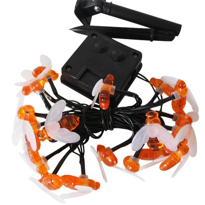 Solar Fairy Bee String Lights Garlands Garden Christmas Wedding Holiday Decoration Outdoor LED 8 Mode Thanksgiving Day Decor