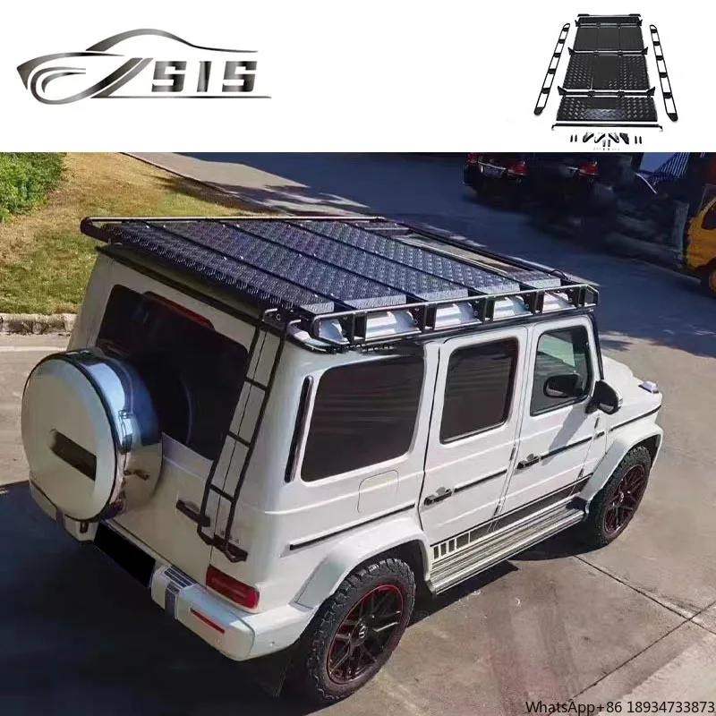 2021 2022G Class W463A Luggage Rack  with Ladder W464 G500 G63 Stainless Universal Roof Frame Spoiler Mount Camp Luggage Rack