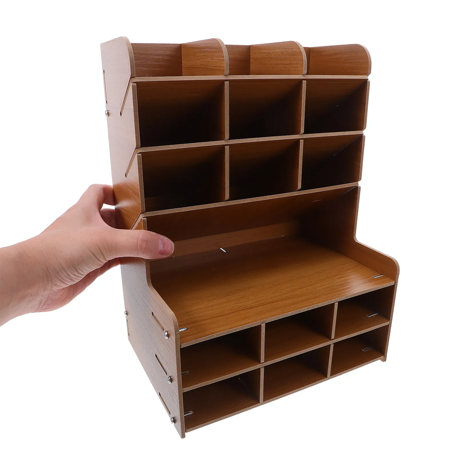 

Wooden Pen Organizer for Desk Solid Wood Compartment Desk Organizer for Pens Pencils Erasers Rulers Office Home Dorm Aesthetic