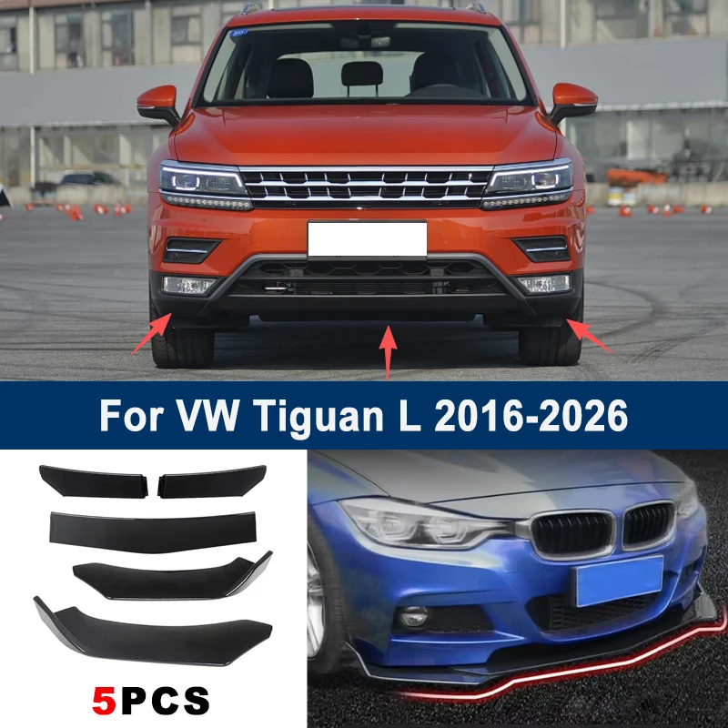 

Регулируемый комплект из 5 секционных сплиттеров переднего бампера для VW Tiguan L 2016-2026, внешний спортивный обвес для автомобиля