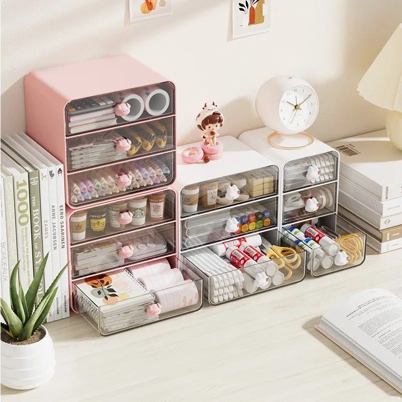 Imagem -02 - Desktop Drawer Box Pen Holder Acessórios de Cabelo Storage Shelf Cosmetic Papelaria Casa Escola Office Organizer