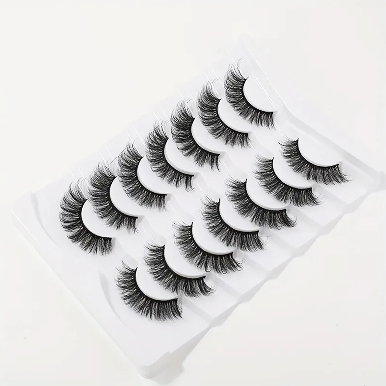7 pairs of Mango Eye Natural Appearance Fluffy 3D Bar shaped False Eyelash Pack Durable, Ultra Light, D-Curled Eyelash