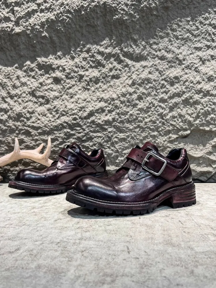 Sapatos sociais masculinos de alta qualidade, estilo italiano, vintage, couro legítimo, feitos à mão, negócios, sapatos plataforma casuais