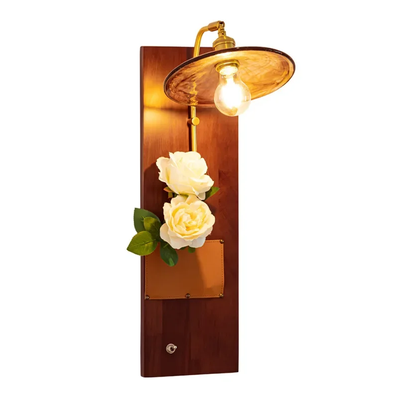 Medieval wall lamp bedside advanced sense wabi-sabi wind retro living room background wall bedroom corridor aisle, solid