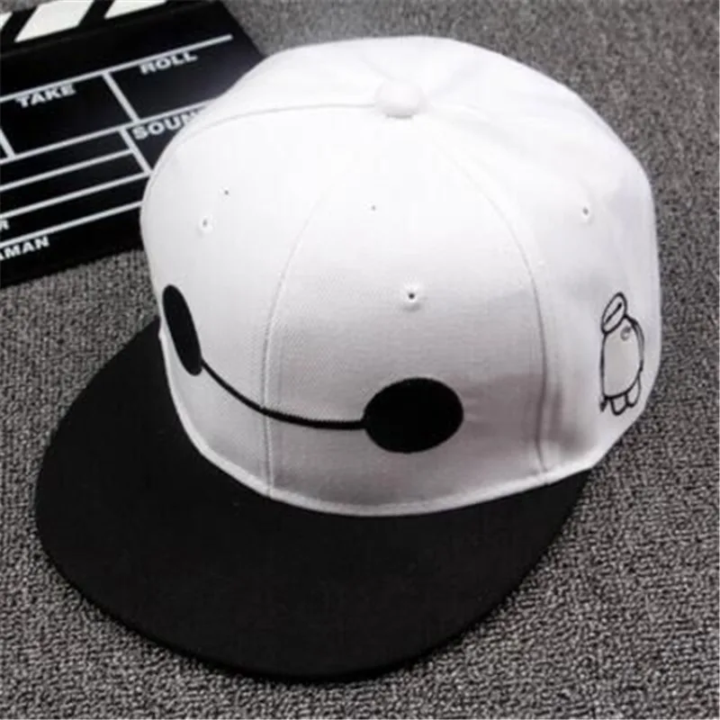 Gorra de béisbol de Anime de dibujos animados de Disney Big Hero 6, gorra de Hip Hop Baymax, gorra con visera plana para padres e hijos, sombrero de Hip-hop, regalos de protección solar