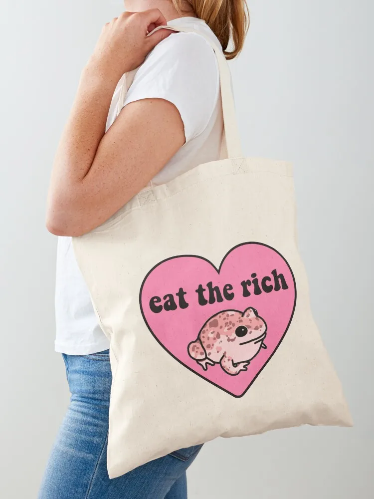 

Eat The Rich Frog Tote Bag hand bag canvas bags Women's tote bag tote