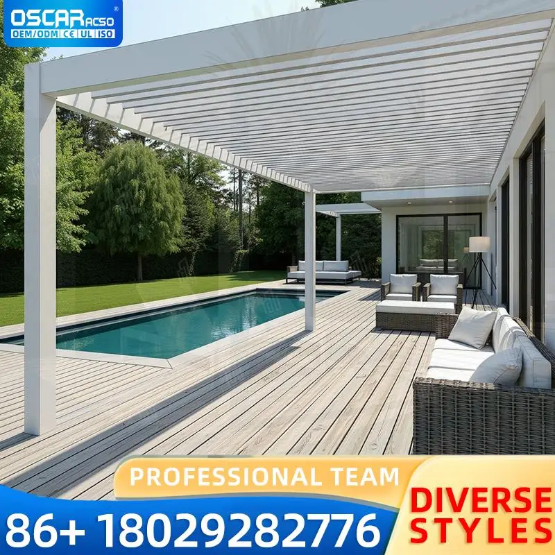 

Electric Garden Gazebo With Adjustable Louver Roof Aluminum Waterproof Pergola For Patio Backyard Garden pergola