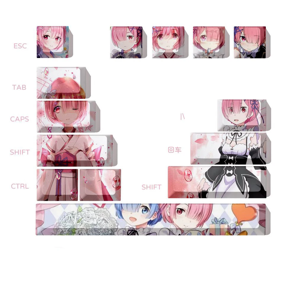 14 Key/set Keycap Rem Ram keycaps Mechanical keyboard accessories Re:ZERO Original height gift view 5