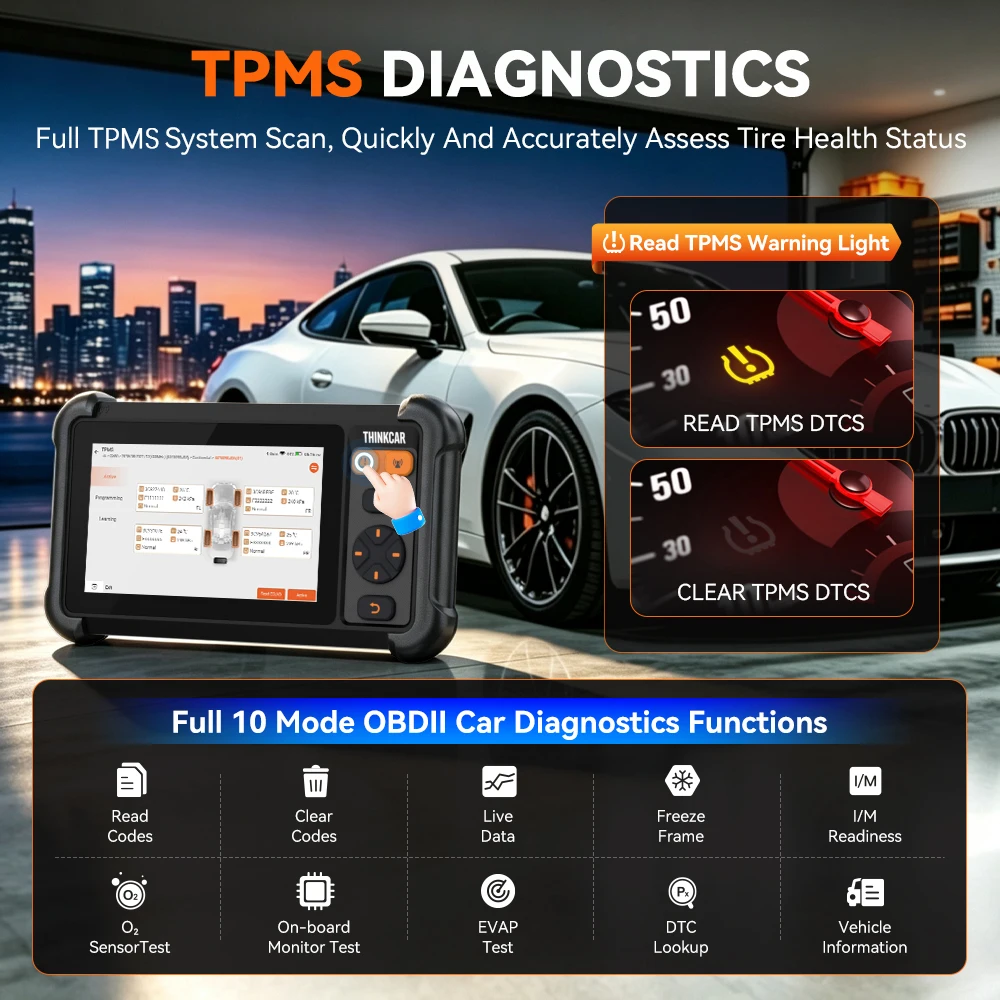 TPMS Full System THINKCAR VT679 Automotive Diagnostic Tools OBD2 Scanner CANFD 28 Resets Tire Pressure Health Check Scan Tool