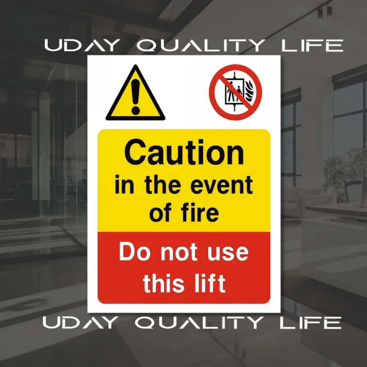 Caution In Event of Fire Do Not Use Lifts Sign PVC Vinyl Essential Safety Sticker Offices Parking Lots Factories