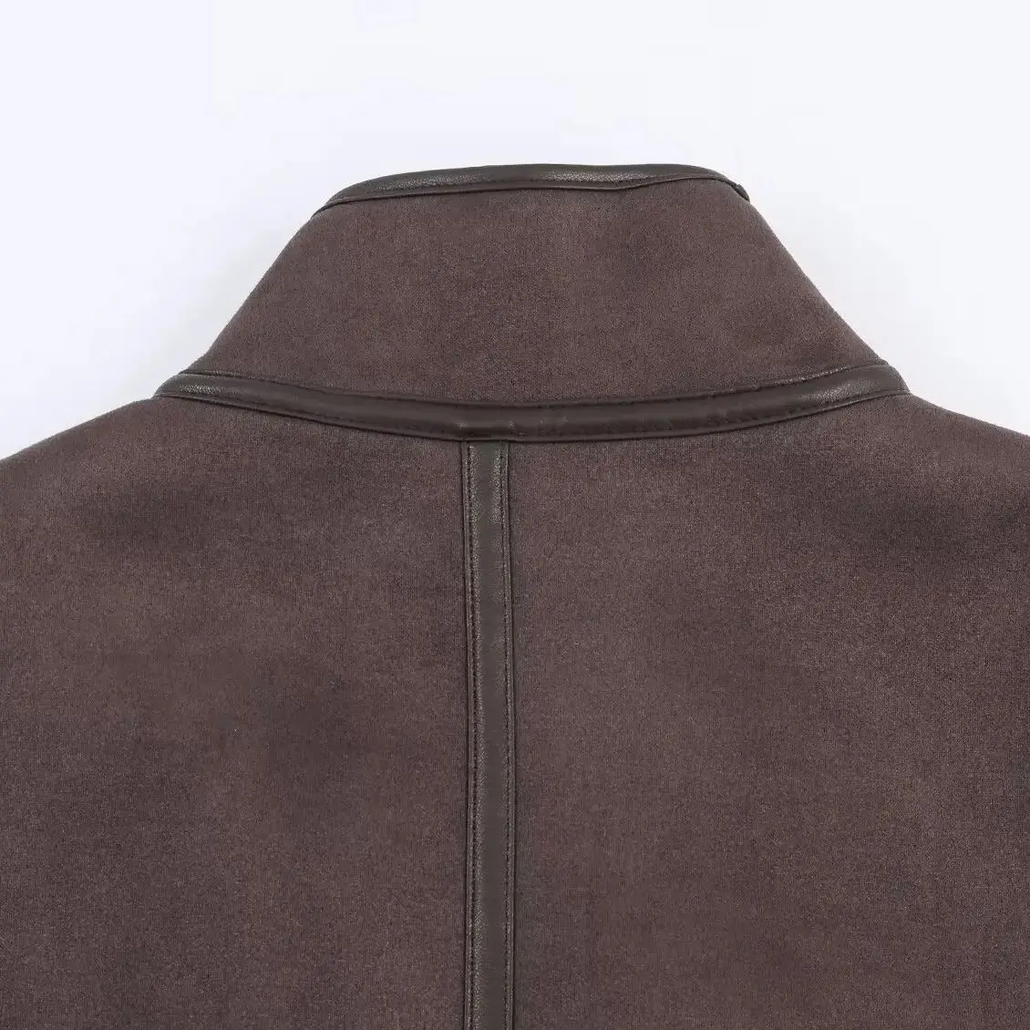 DiYiG WOMAN 2025 Winter New Fashion Faux Leather Patchwork Jacket Retro Long Sleeve Joker Zipper Coat Outerwear Mujer