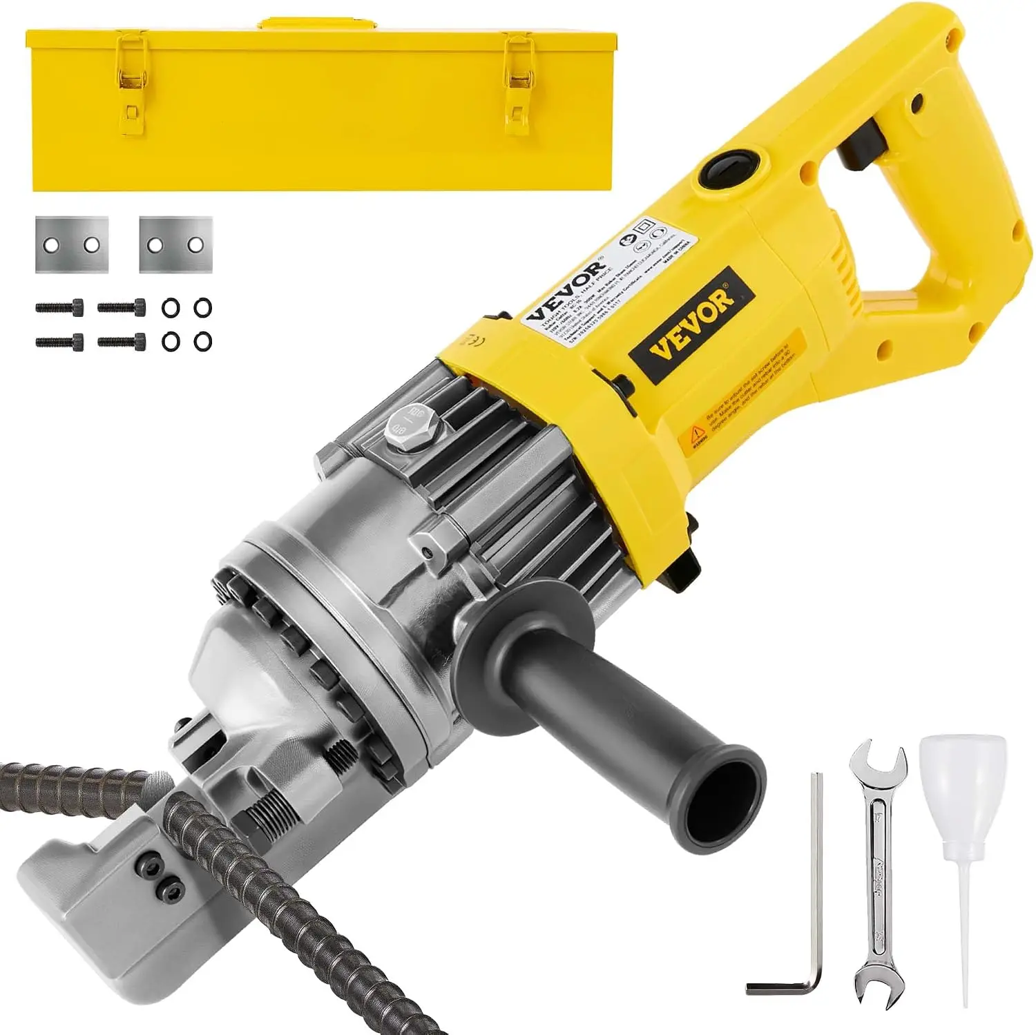 Electric Hydraulic Rebar Cutter 900W 110V - Portable, Cuts #5 4-16mm Rebar in 3 Seconds, with Stainless Steel Carry Case