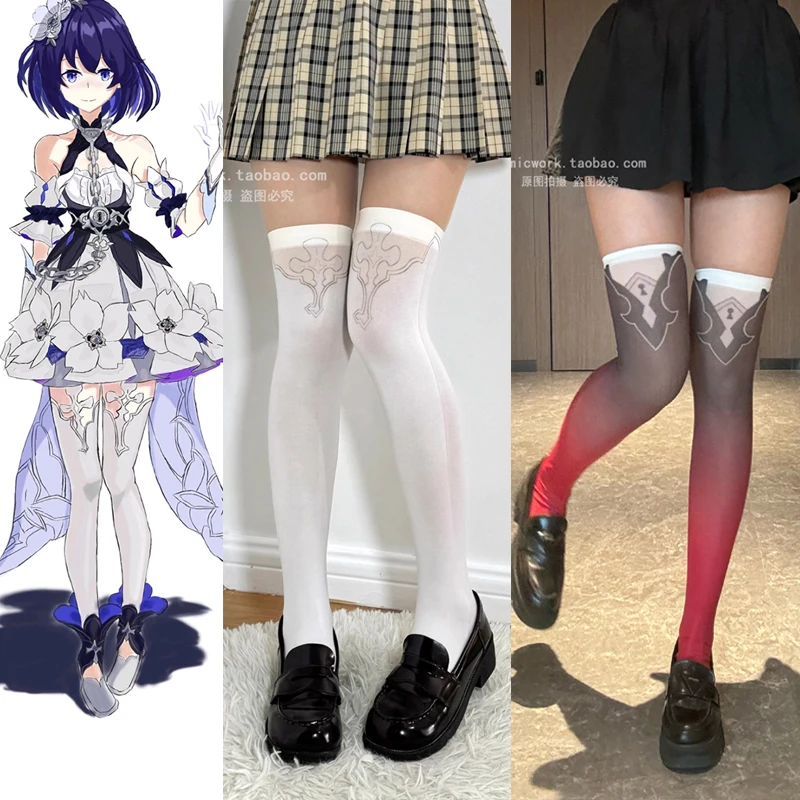 Seele Vollerei Cosplay Thigh High Socks Honkai Impact 3 Lolita Harajuku Sweet Thigh Stockings Fun Female Over-the-knee Stockings