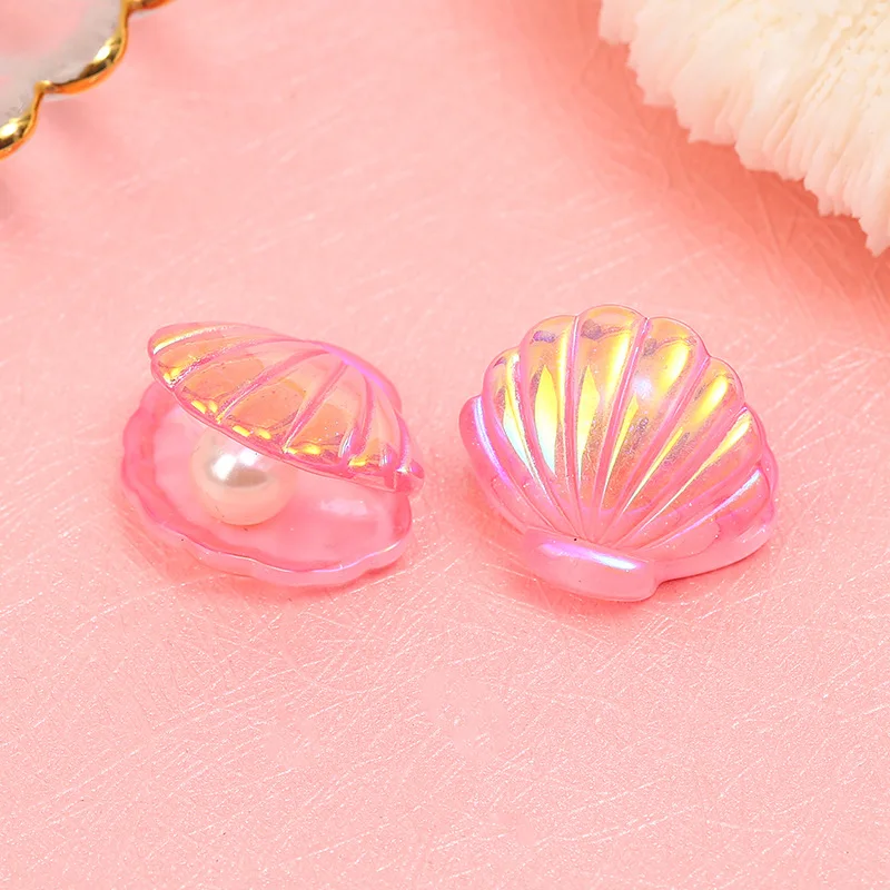 10/20 Stück Mini Rosa Lila Perlmutt Muscheln Harz Cabochons Sammelalbum Diy Haarnadel Zubehör für Mädchen Meerjungfrau Geburtstag Party Dekor – Detail 6