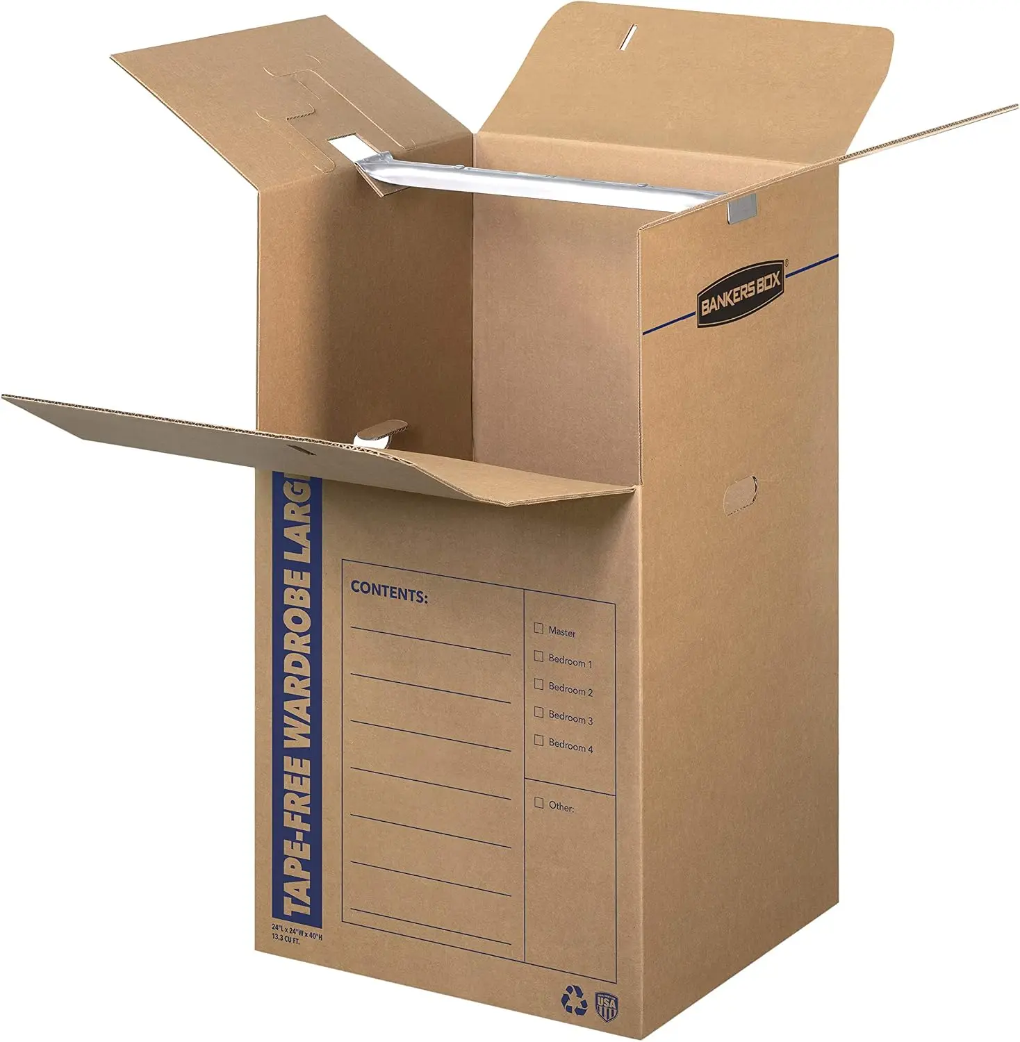 3-Pack Tall Tape-Free Wardrobe Moving Boxes, 24