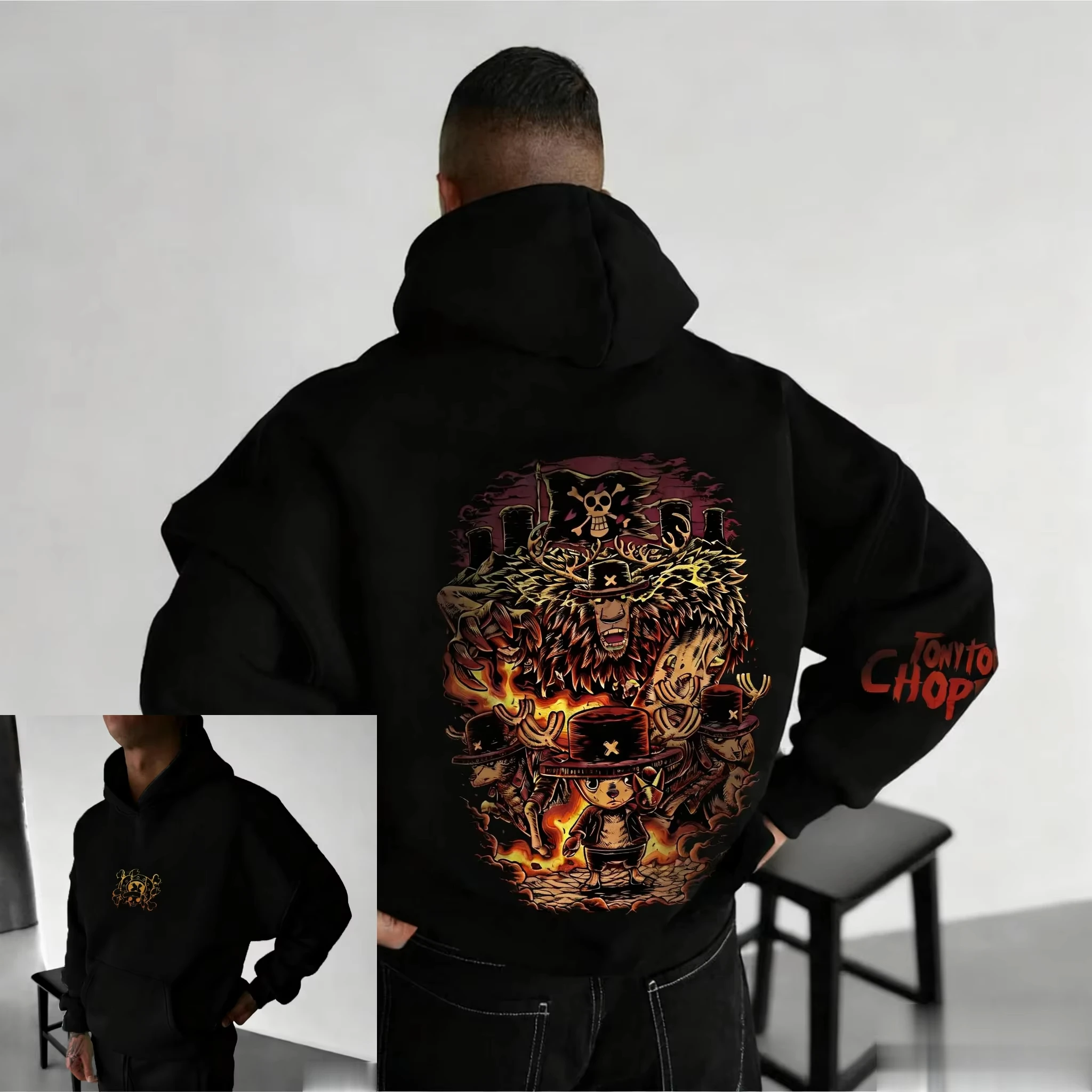 เสื้อฮู้ดลายการ์ตูนวันพีซ ช็อปเปอร์ รุ่นใหม่ประจำฤดูใบไม้ร่วง/ฤดูหนาว ปี 2026 เสื้อสเวตเตอร์ลำลองสไตล์สตรีทฮิปฮอปสำหรับผู้ชายและผู้หญิง ทรงหลวม ใส่ได้ทั้งผู้ใหญ่และเด็ก